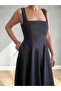 Waist Flounce Poplin Midi Dress