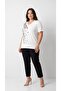 Women's Plus Size Short Sleeve V-Neck Stone Printed Viscose Blouse 2042-26 - 2