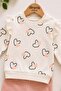 Baby Girl 2 Thread Thin Seasonal Heart Patterned Top and Bottom Set Cotton Ruffle Shoulder 2-Piece Set 3-12 Months - 2