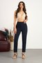 Women's High-Waisted Pleated Tapered Fabric Trousers - 7
