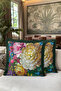 Flower Peony Garden Artistic Fringed Pillowcase-Painterly Floral Bohemian Black Tassel Throw Pillow Cover - 4
