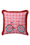 Retro Bicycle Motif Fringed Pillowcase - Nostalgic Pink Burgundy Tasseled Throw Pillow Cover - 5