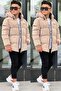 Boys' Hooded Printed Reflective Detailed Nova Fabric Winter Inflatable Coat Km4017 - 7