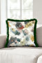 Abstract Floral Artistic Fringed Pillowcase-Aquarelle Floral Gray Green Navy Blue Tassel Throw Pillow Cover - 2