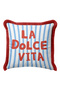 Marine Striped Mediterranean Fringed Pillowcase-Coastal Themed Bohemian Blue Red Tassel Throw Pillow Cover - 2