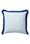 Floral Pattern Stylish Fringed Pillow Cover - Elegant Floral White Blue Navy Blue Tassel Throw Pillow Cover - 4