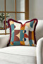 Geometric Abstract Design Fringed Pillowcase-Mid Century Bohemian Mustard Burgundy Tassel Throw Pillow Cover - 4