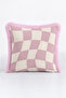 Plaid Geometric Wavy Fringed Pillowcase - Retro Square Powder Cream Pink Tassel Throw Pillow Cover - 2