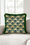 Art Deco Fan Pattern Fringed Pillowcase-Geometric Vintage Modern Black Tassel Throw Pillow Cover - 3