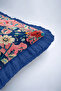 Exotic Tiger Floral Motif Fringed Pillowcase - Tropical Pink Navy Blue Tassel Throw Pillow Cover - 8