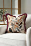 Leaf Patterned Elegant Fringed Pillowcase - Abstract Botanical Bohemian Beige Burgundy Tassel Throw Pillow Cover - 7