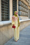 Women's Shepherd Button Detail Small Floral Patterned Tulle Set Yellow - 2