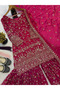 Pink Fandy Crush Silk Embroidered Sharara Set with Dupatta - HRT7593 | Pink-Size:(L-40-Inches) - 5