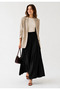 Women's Black 100% Tencel Elastic Waist Double Pocket Skirt-Looking Pants - 4