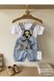 Unisex Cartoon Character Patterned Denim Salopet Baby Set – Stylish and Comfortable 2-Piece Summer Set - 3