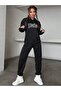 Babe Tracksuit Set - Black Printed Bottom Top Set Jogger Sweatshirt Rubber Leg Hooded - 4