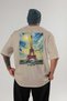 Eiffel Tower France Beige Oversize Country City Back Printed Unisex T-Shirt 100% Cotton Premium - 2