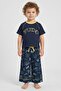 Lounge By Toddlers Boy 2 Pieces Allover Print Top And Pants Pyjama Set, Navy