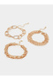 Set Of 3 - Gold Tone Link Chain Bracelets