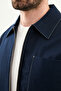 Straight Slim Fit Shirt Collar Zippered Punto Stitched Men's Coat Light Navy Blue - 39659.26Y - 2