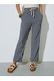 Grey Textured Wide Leg Joggers With Pockets - 2