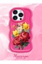 iPhone 15 Pro Max Compatible Case with Camera Protector Red Silicone Couple Phone Case with Floral Pattern - 2