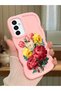 Samsung Galaxy M23 Compatible Case Camera Protector Pink Silicone Couple Phone Case Floral Pattern
