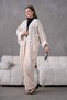 Women's Floral Embroidered Linen Kimono Top and Bottom Set - 2