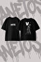 Ye Vultures Design Back Printed Cotton Black Oversize T-Shirt