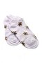 Women's White and Brown Floral Patterned 6-Piece Booties Socks Set - Embroidered Stylish Socks - 4