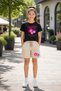 C&M Girls' Multi-Colored Printed 4-Piece Shorts Set - 5