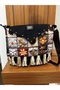 Denim Fabric Bag with Patterned Figures in Navy Blue - 2