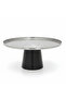 Luhpar Black Wooden Footed Brushed Silver Stainless Steel Cake Stand - 11×21 cm