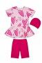 Girl's Sea Pool Patterned Shorts and Bonnet Swimsuit Set for Beach Vacation - 2