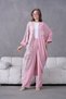 Women's Floral Embroidered Kimono Top and Bottom Set - 2