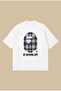 Blue Plaid Bape Printed Oversize Boxy Cut Unisex 100% Cotton Tshirt |   Streetwear
