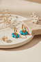 Stylish Hoop Earrings with Yellow-Tone Turquoise Stone Detail - 6