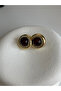 Gold Color Zircon Stone Burgundy Round Earrings (2.5 cm) - 2