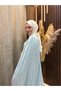 Zara Cape Detailed Stone Embellished Hijab Evening Dress |   Ice Blue - 6