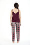 Women's 95% Viscose Burgundy Plaid Shepherd Stitched Pajama Set - 7