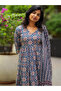 Navy Blue Viscose Printed Kurta Set - ALV2200 | Navy Blue-Size:XL-42-Inches - 4