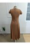 Women's Short Sleeve V-Neck Long Viscose Dress - 6