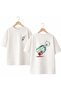 Broken Glass Cup Dice Printed on the Back and Front Chest, 100% Cotton Oversize Loose Regular Fit Crew Neck T-Shirt