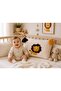 Lion Pattern Embroidered Decorative Pillow with Pompom Detail for Baby/Kid's Room - 3