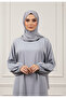 Slate Gray Silk Abaya-887 - 3