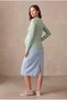 Maternity Green Cotton Crew Neck Long Sleeve T-Shirt with Gold Print Detail Fallyn - 4