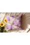 Purple Pink Checkered Pillow, Gift - 2