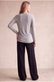 Maternity Light Gray Cotton Crew Neck Long Sleeve Inner Undershirt Breastfeeding Printed T-Shirt Nalani - 5
