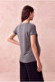Maternity Maternity Medium Gray Melange Cotton Windowed Round Neck Short Sleeve Inner Undershirt Nursing Blouse Mara - 5