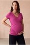 Pregnant and Maternity Women's Fuchsia Viscose Double-Breasted V-Neck Long Sleeve Inner Undershirt Detailed Breastfeeding Function Blouse Emma